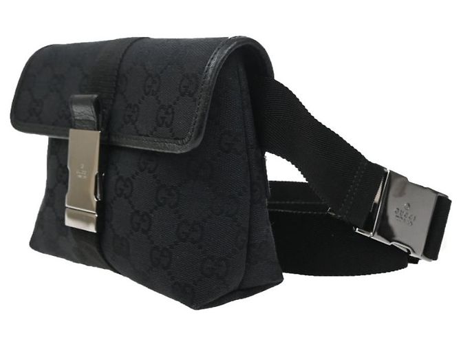 Ceinture Gucci boucle GG Canvas et cuir Small Noir - vue 3