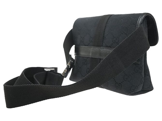 Ceinture Gucci boucle GG Canvas et cuir Small Noir - vue 4