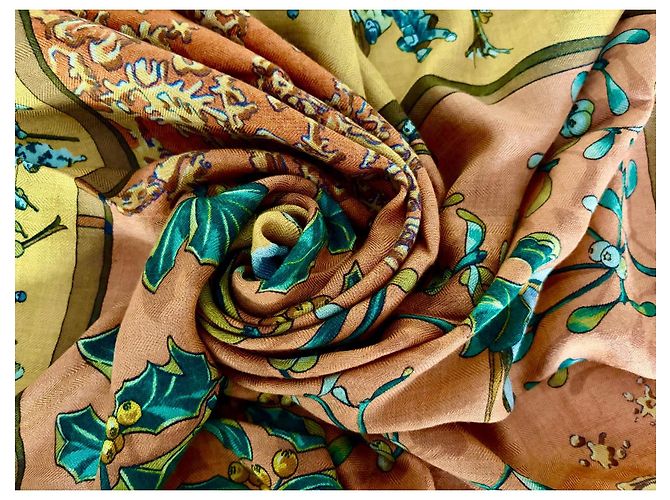 Hermès Pañuelo Neige d'Antan de Cachemira y Seda 90cm Multicolor - vista 10