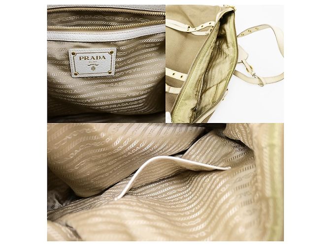 Prada Logo Convertible Shopper Canvas Tall Marrone - vista 6