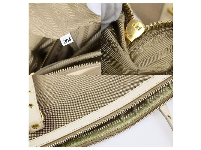 Prada Logo Convertible Shopper Canvas Tall Marrone - vista 7