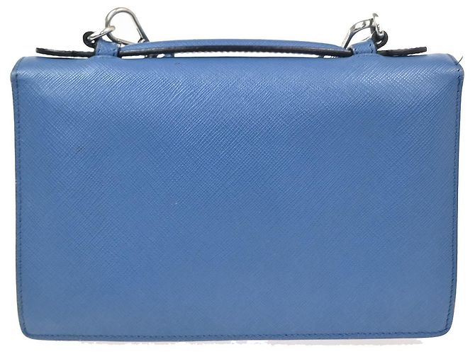 Prada Convertible Sound Top Handle Saffiano Leather Medium Blue - view 2