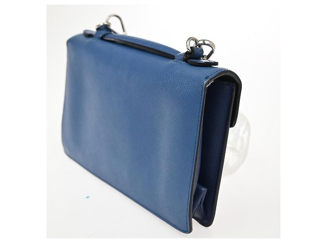 Prada Convertible Sound Top Handle Saffiano Leather Medium Blue - view 4