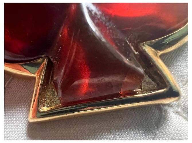 Collana Yves Saint Laurent Gioco di Carte Multicolore Rosso Verde Arancione Gold hardware - vista 11