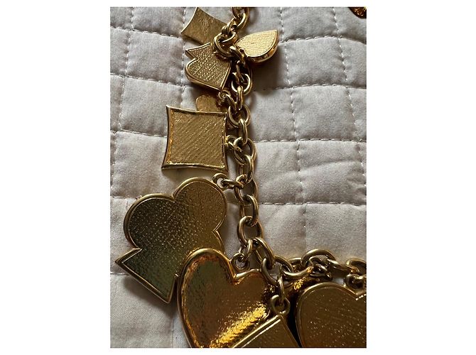 Collana Yves Saint Laurent Gioco di Carte Multicolore Rosso Verde Arancione Gold hardware - vista 15