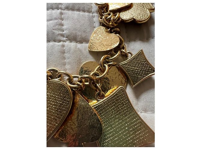 Collana Yves Saint Laurent Gioco di Carte Multicolore Rosso Verde Arancione Gold hardware - vista 16