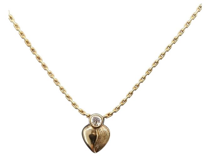 Christian Dior Logo Heart Pendant Metal Golden - view 3