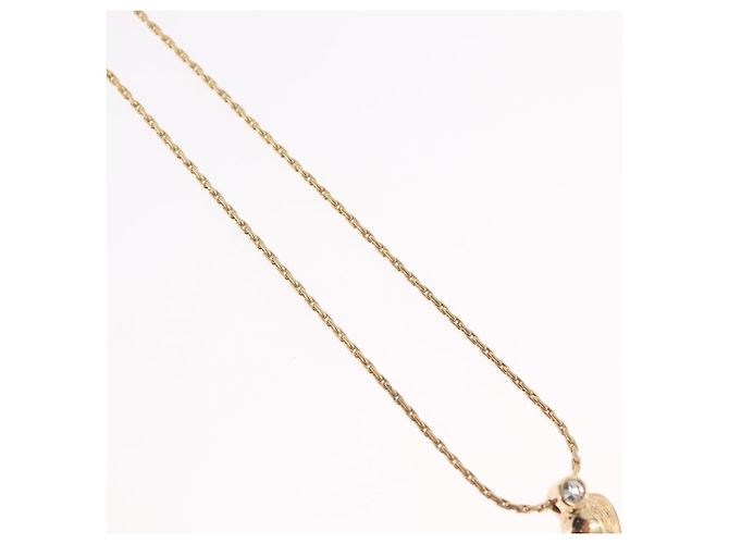 Christian Dior Logo Heart Pendant Metal Golden - view 5