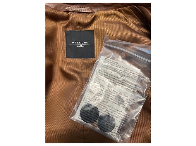 Chaqueta de cuero cognac de doble botonadura Weekend Max Mara Coñac - vista 2