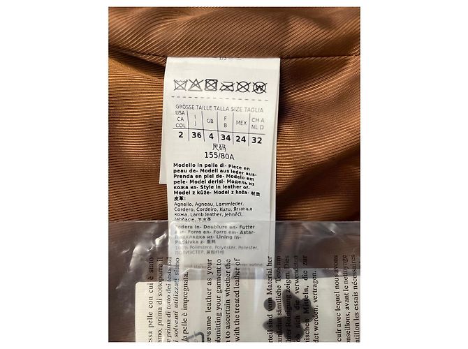 Chaqueta de cuero cognac de doble botonadura Weekend Max Mara Coñac - vista 3