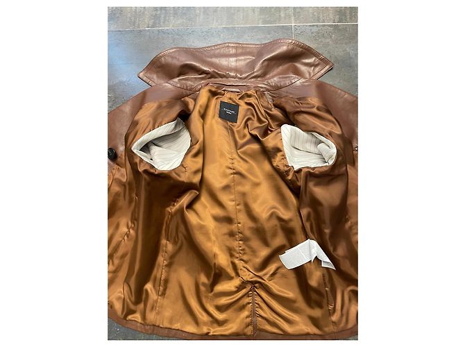 Chaqueta de cuero cognac de doble botonadura Weekend Max Mara Coñac - vista 4