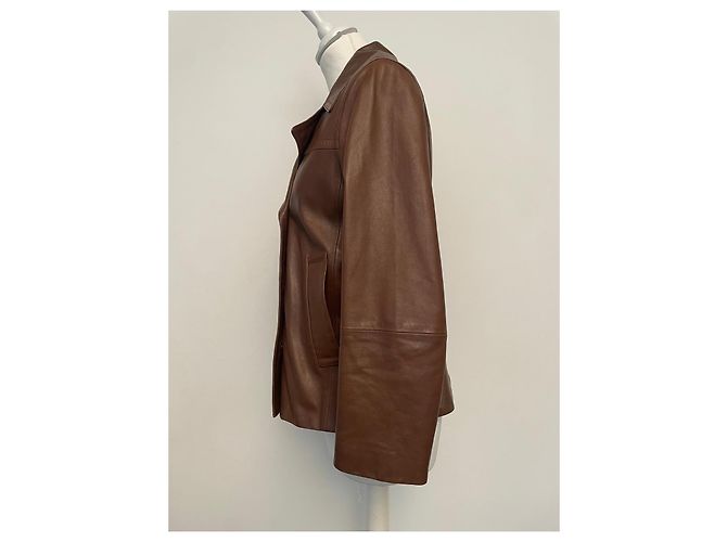 Chaqueta de cuero cognac de doble botonadura Weekend Max Mara Coñac - vista 7