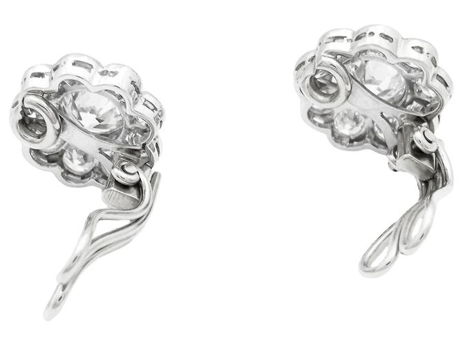 Autre Marque Pendientes de oro blanco, platino y diamantes. - vista 3