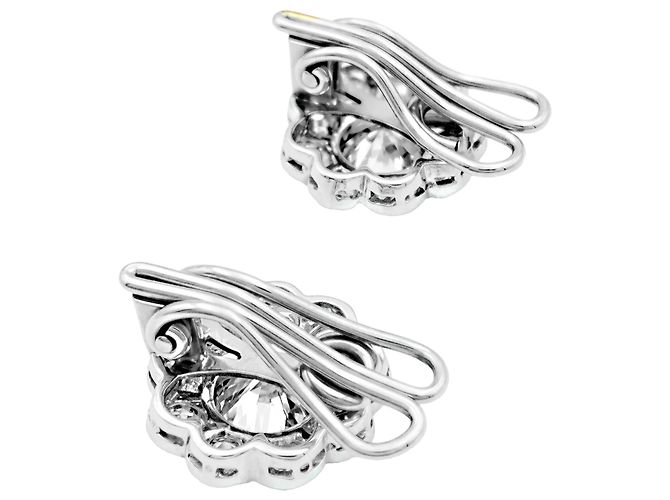 Autre Marque Pendientes de oro blanco, platino y diamantes. - vista 4