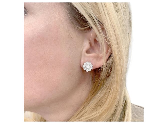 Autre Marque Pendientes de oro blanco, platino y diamantes. - vista 6