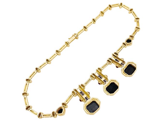 Autre Marque Collana in oro giallo, ematite pain de sucre, rubini e diamanti. - vista 3