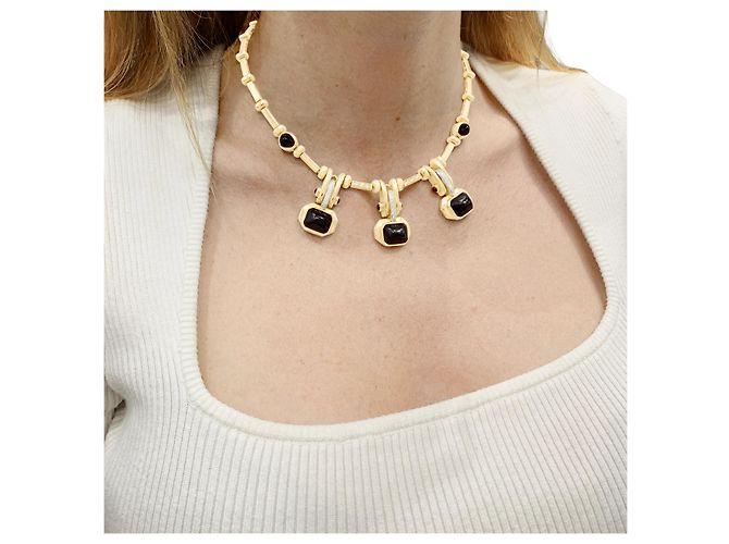 Autre Marque Collana in oro giallo, ematite pain de sucre, rubini e diamanti. - vista 6