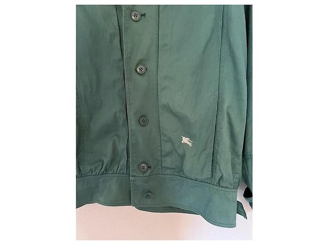 Chaqueta Burberry de algodón verde con logo ecuestre - vista 3