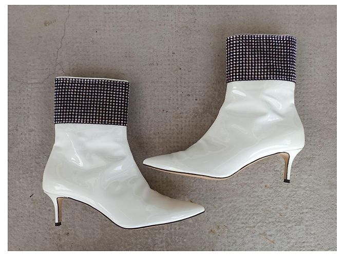 Botines Christopher Kane de charol blanco con cristales Swarovski - vista 8