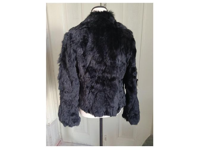 Autre Marque Abrigo de piel de conejo negro para mujer - vista 3