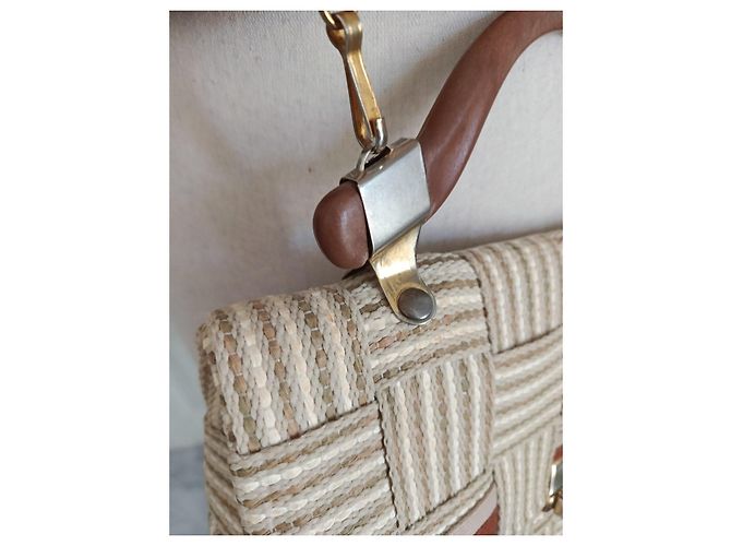 Autre Marque Borsa a mano in corda intrecciata e pelle Marrone Beige Marrone scuro - vista 5