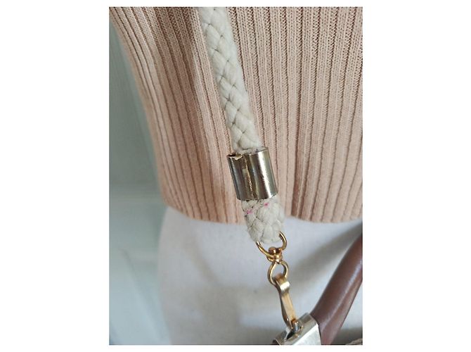 Autre Marque Borsa a mano in corda intrecciata e pelle Marrone Beige Marrone scuro - vista 7