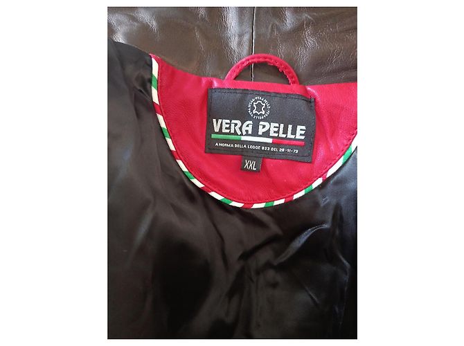 Autre Marque Vera Pelle Abrigo de cuero rojo Roja - vista 10