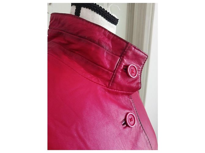 Autre Marque Vera Pelle Abrigo de cuero rojo Roja - vista 5