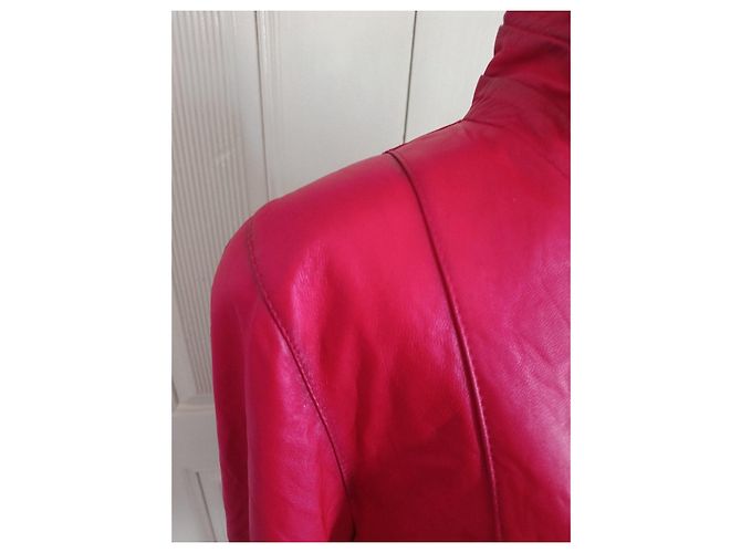 Autre Marque Vera Pelle Abrigo de cuero rojo Roja - vista 7