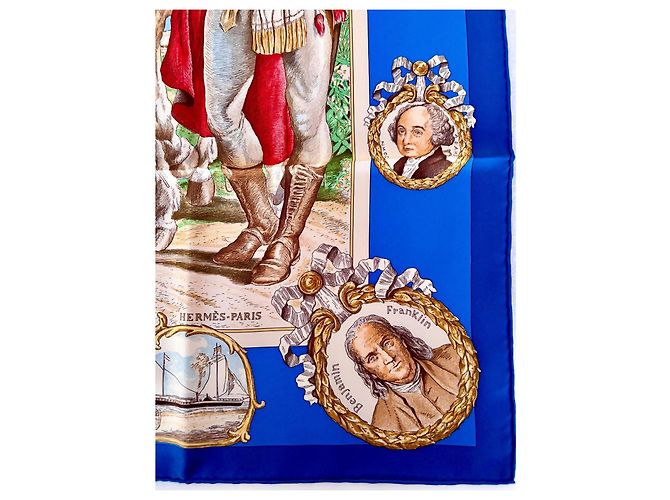 Hermès Carré in seta 90cm Le Marquis de Lafayette Oliver Kermit 2007 Multicolore - vista 4