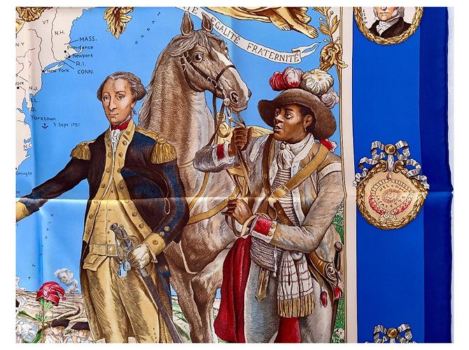 Hermès Carré in seta 90cm Le Marquis de Lafayette Oliver Kermit 2007 Multicolore - vista 5