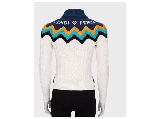 Fendi Rollkragenpullover aus Wolle und Kaschmir, weiß, NWOT Sz.40, gebraucht - Ansicht 3