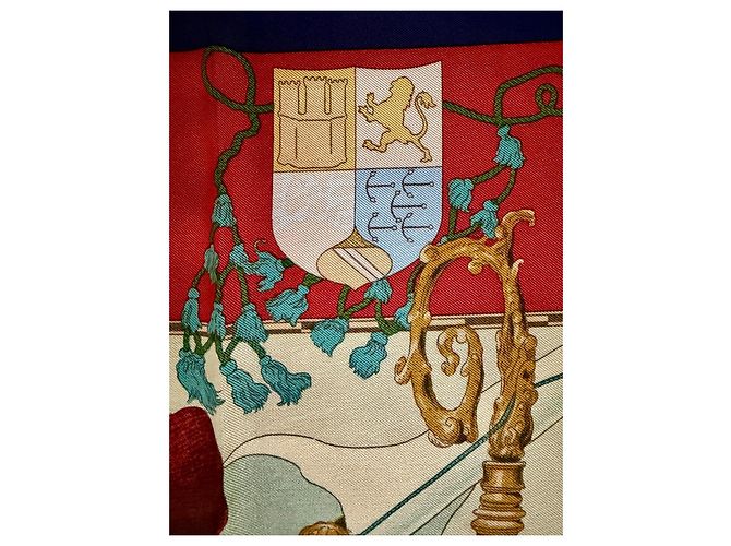 Hermès Foulard seta Les Amériques 90cm Oliver Kermit 1992 Multicolore - vista 11