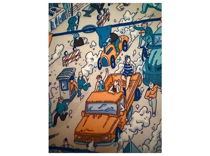 Hermès Foulard Le Grand Prix au Faubourg 90cm Ugo Gattoni Multicolore - vista 10