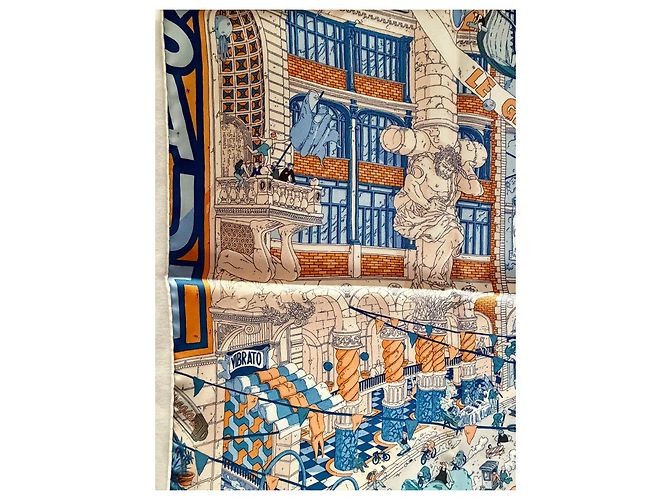 Hermès Foulard Le Grand Prix au Faubourg 90cm Ugo Gattoni Multicolore - vista 11