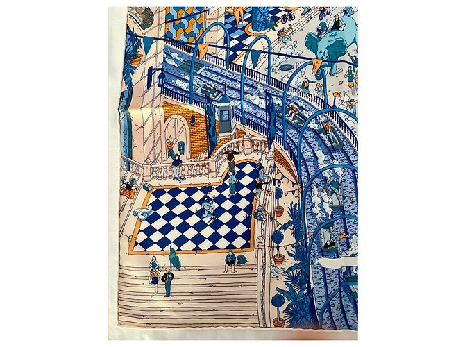 Hermès Foulard Le Grand Prix au Faubourg 90cm Ugo Gattoni Multicolore - vista 14