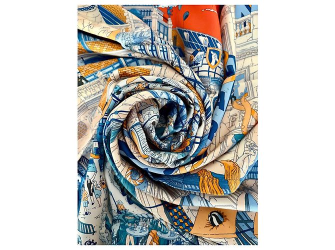 Hermès Foulard Le Grand Prix au Faubourg 90cm Ugo Gattoni Multicolore - vista 15