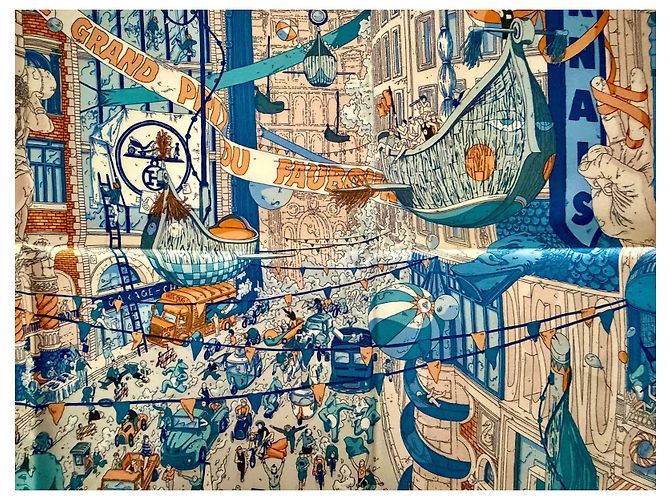 Hermès Foulard Le Grand Prix au Faubourg 90cm Ugo Gattoni Multicolore - vista 2