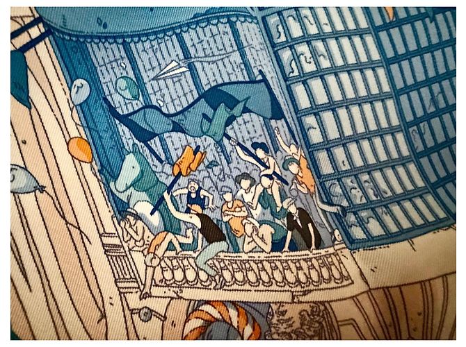 Hermès Foulard Le Grand Prix au Faubourg 90cm Ugo Gattoni Multicolore - vista 3