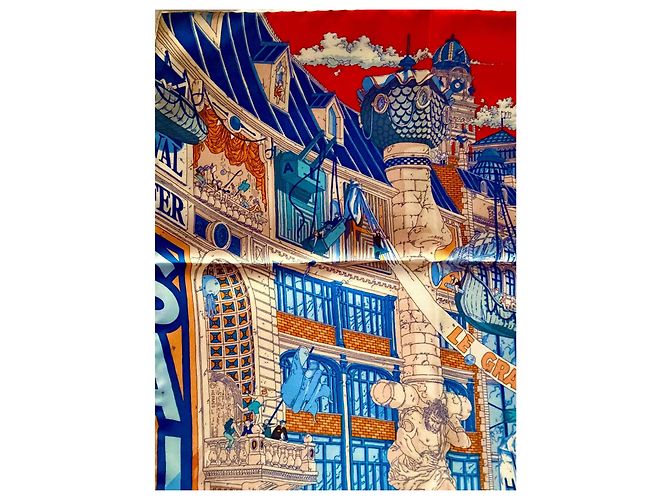 Hermès Foulard Le Grand Prix au Faubourg 90cm Ugo Gattoni Multicolore - vista 7