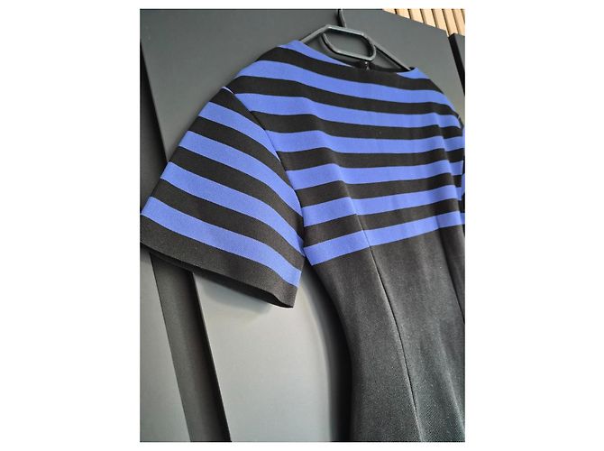 Robe fourreau rayée Prada Noir Bleu - vue 3