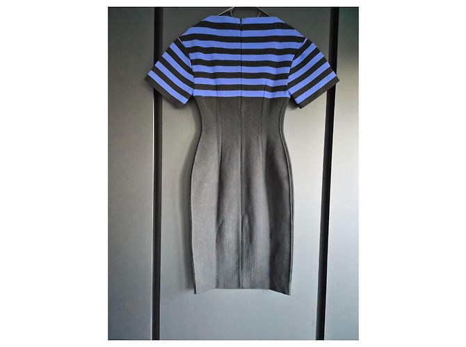 Robe fourreau rayée Prada Noir Bleu - vue 4