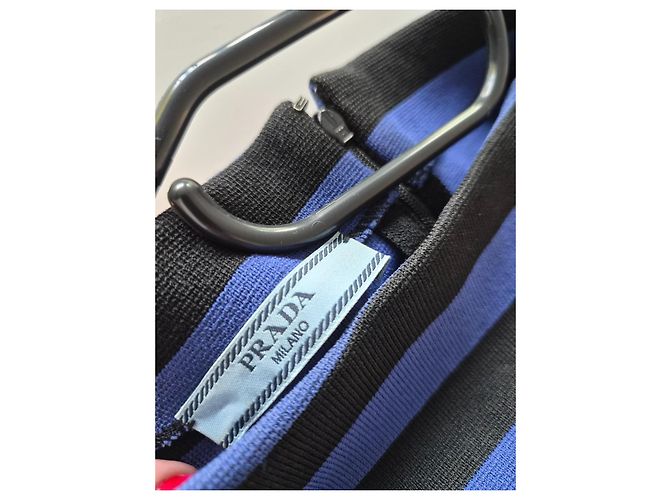 Robe fourreau rayée Prada Noir Bleu - vue 6