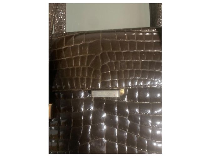 Autre Marque Bolso marrón de piel con relieve de cocodrilo Castaño - vista 2
