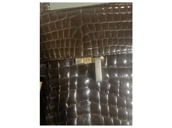 Autre Marque Bolso marrón de piel con relieve de cocodrilo Castaño - vista 3