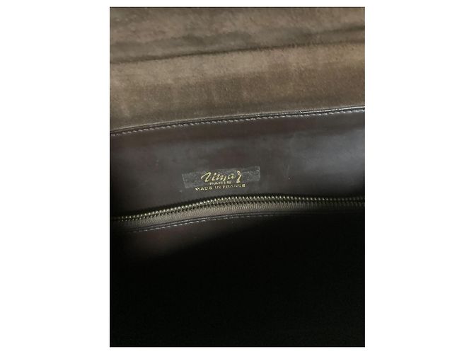 Autre Marque Bolso marrón de piel con relieve de cocodrilo Castaño - vista 4