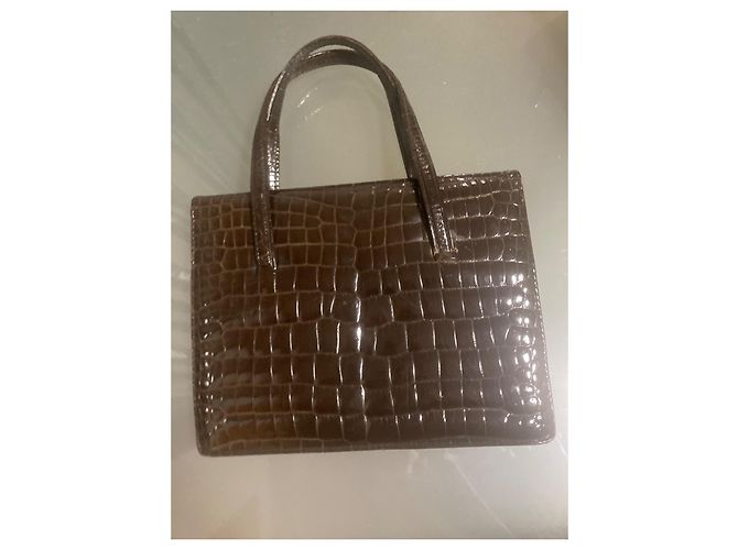 Autre Marque Bolso marrón de piel con relieve de cocodrilo Castaño - vista 6