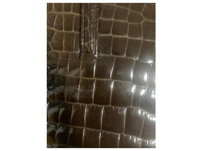 Autre Marque Bolso marrón de piel con relieve de cocodrilo Castaño - vista 7