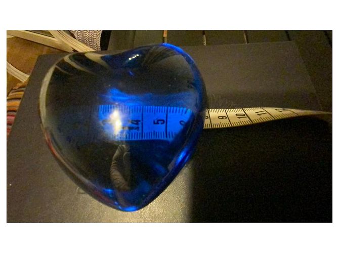 Baccarat Fermacarte Cuore in Cristallo Blu - vista 3
