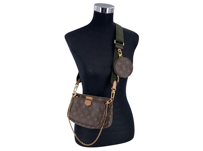 Louis Vuitton Monogram Canvas Multi Pochette Accessoire Green Crossbody Bag Brown - view 2